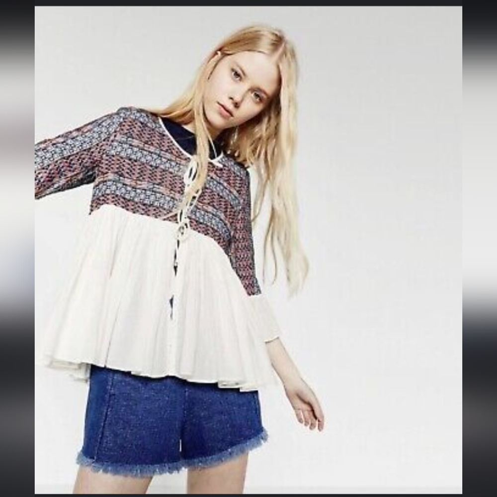 ZARA trf outerwear boho tie front shirt